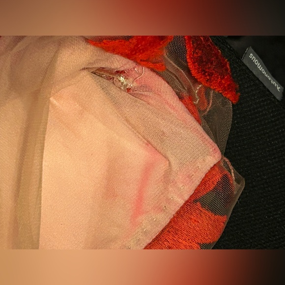 Red Floral Flowy Beaded Gown Sz S/XS Costume Cosplay Fantasy Whimsigoth Elegant - Picture 10 of 16